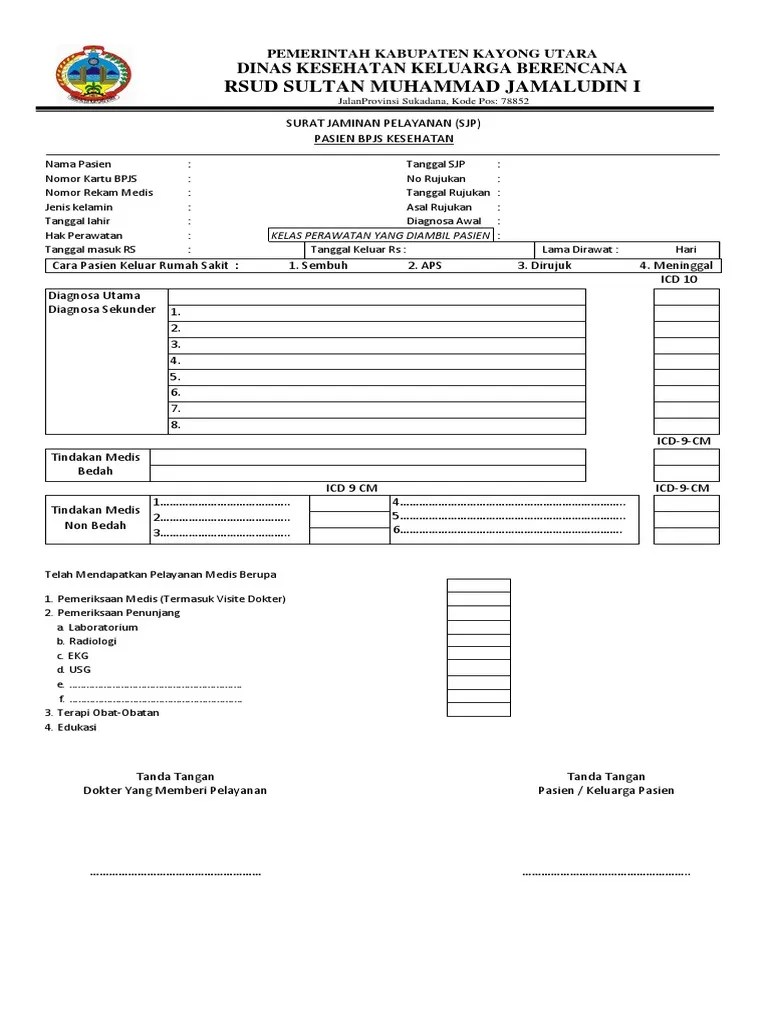 Surat Jaminan Pelayanan (SJP) | PDF