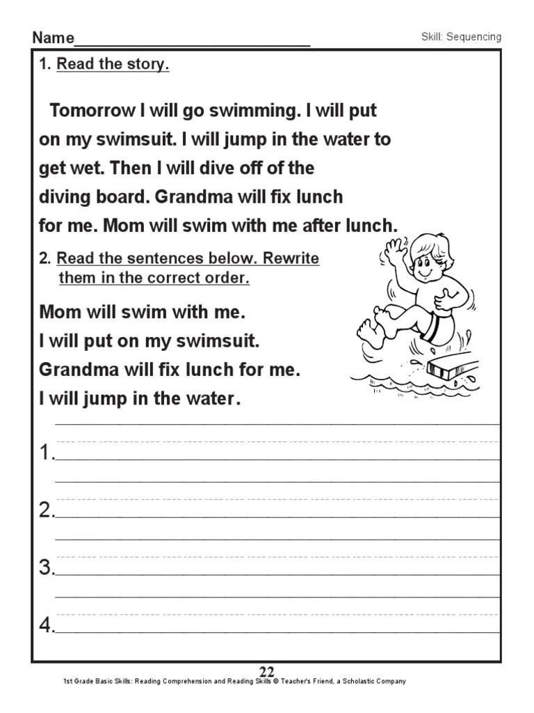 Practice your reading skills and improve your english while learning new facts from interesting reading passages. Scholastic 1st grade skills (reading comprehension)-23.pdf