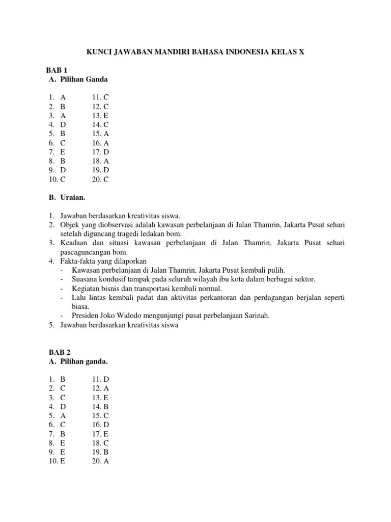 Check spelling or type a new query. Kunci Jawaban Mandiri Bahasa Indonesia Kelas X Pdf