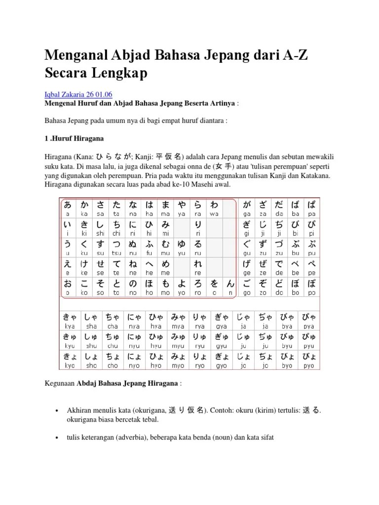 Menganal Abjad Bahasa Jepang Dari A | PDF