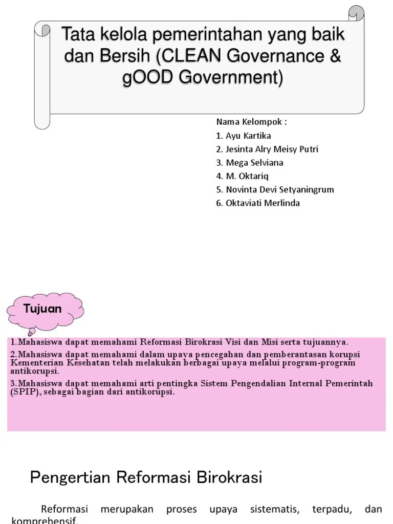 Tata Kelola Pemerintahan Yang Baik Dan Bersih | PDF