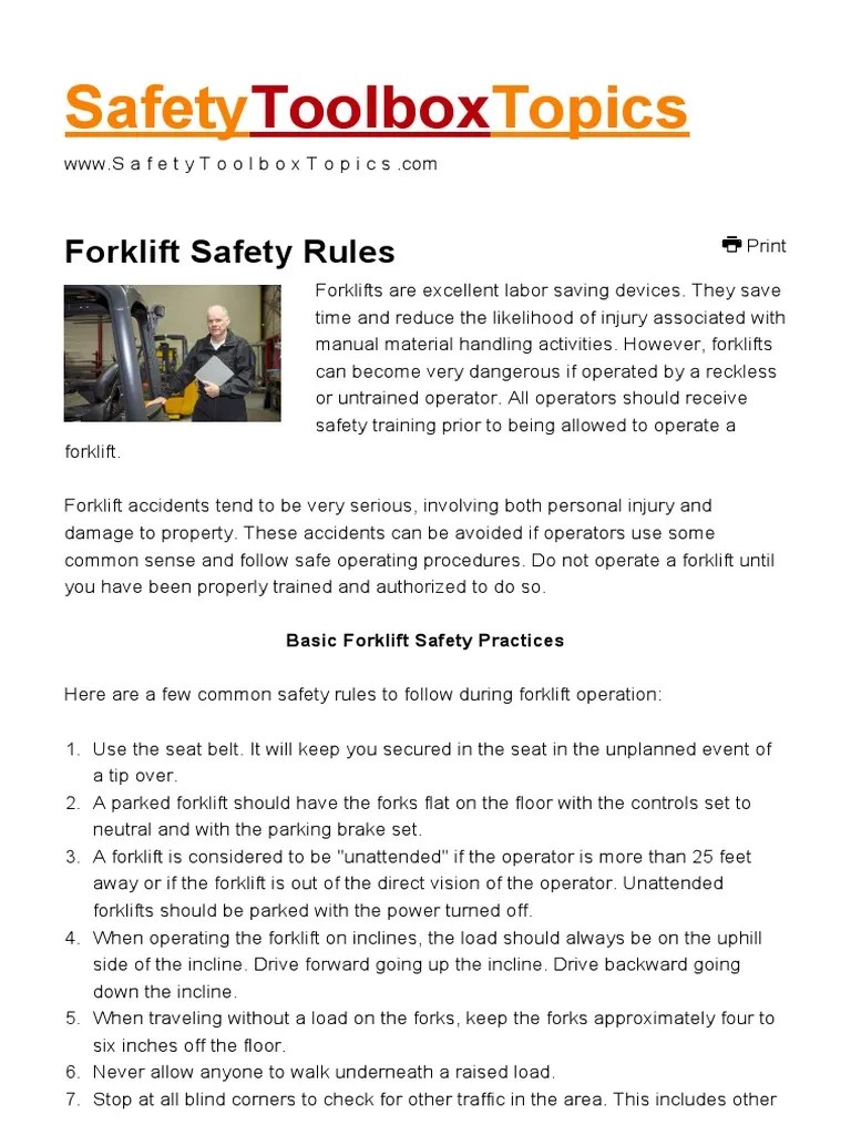Forklift Safety Rules | PDF | Forklift | Transport