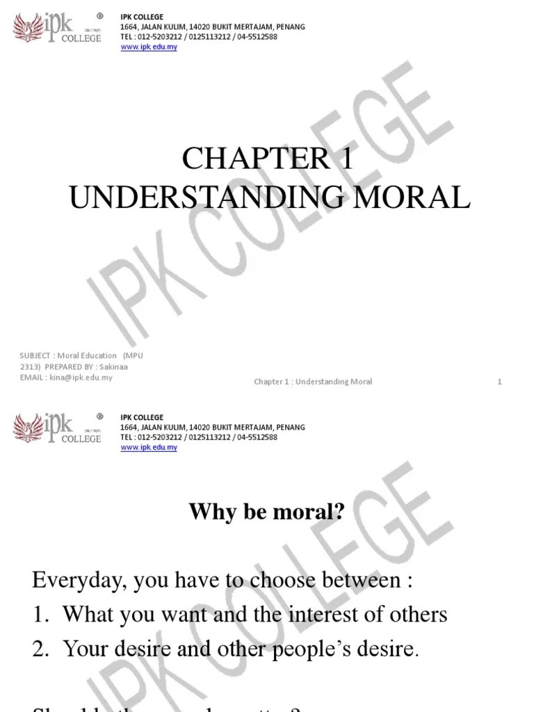 Chapter 1 Understanding Moral PDF | PDF | Morality | Value (Ethics)