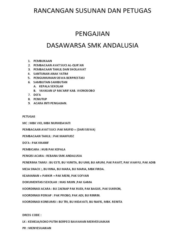 Susunan Acara Pengajian | PDF