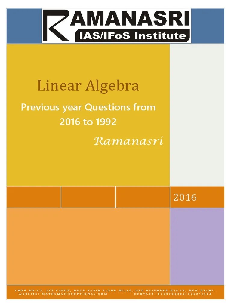 Linear Algebra UPSC Maths Optional Coaching Previous Year Module Wise ...