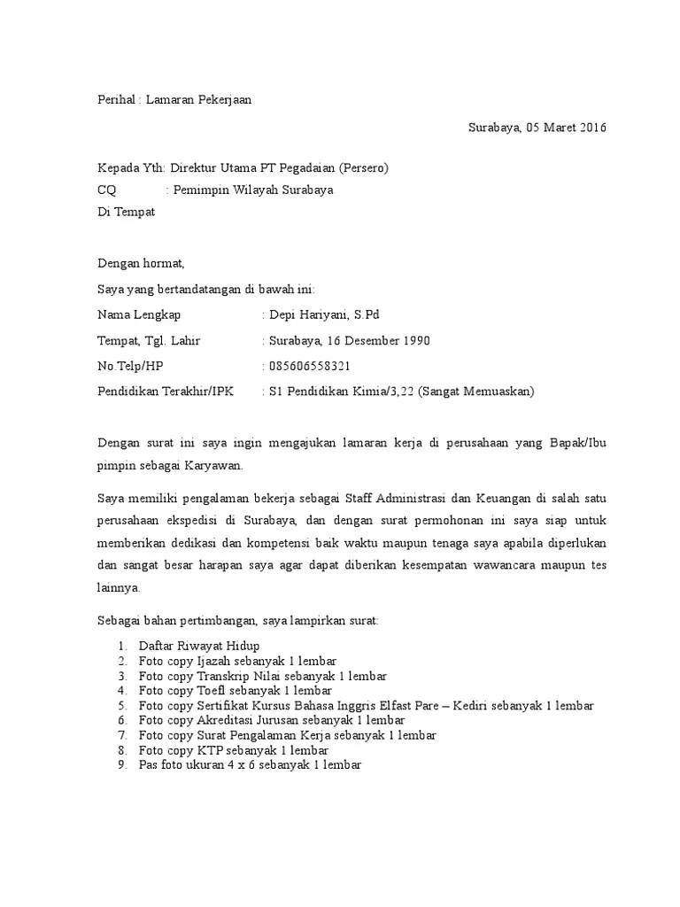 Hrd pt astra internasional → penerima dan alamat surat jl gaya motor jakarta hal : Surat Lamaran Kerja Pt. Pegadaian (Persero)