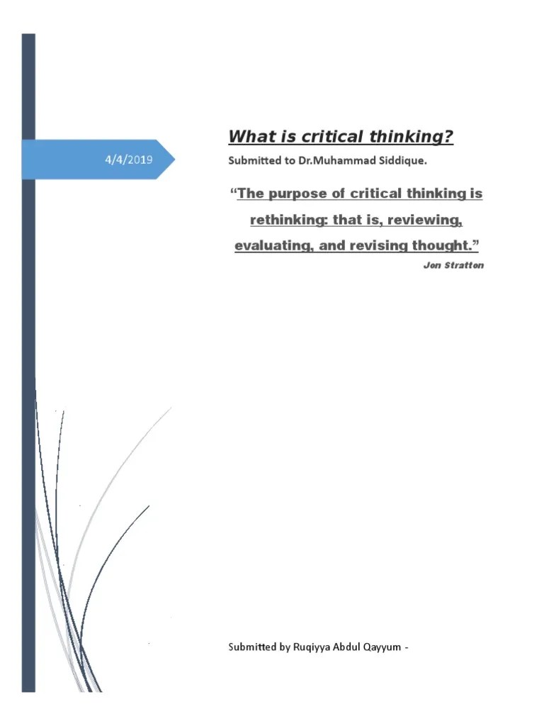 Critical Thinking | PDF | Critical Thinking | Reason