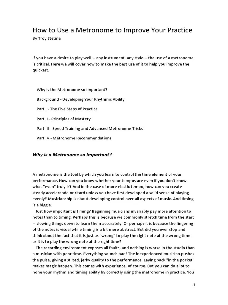 How To Use A Metronome To Improve Your Practice | PDF | Tempo | Rhythm