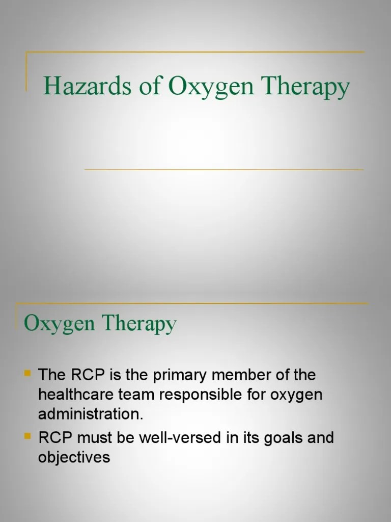 03 Hazards Of Oxygen Therapy | PDF | Oxygen | Hypoxia (Medical)