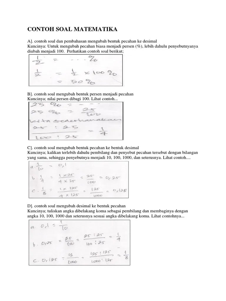 Seorang anak menjawab 10 pertanyaan dimana 6 dijawab salah. Contoh Soal Cerita Matematika Tentang Persen Docx Soalkunci