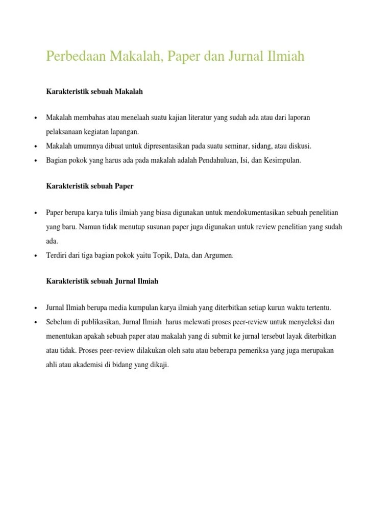 Perbedaan Makalah, Paper Dan Jurnal Ilmiah | PDF