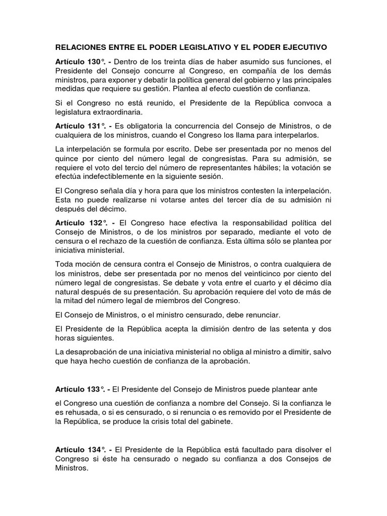 Relaciones Entre El Poder Legislativo Y El Poder Ejecutivo | PDF ...
