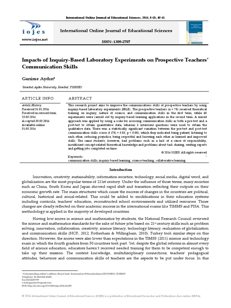 Impacts Of Inquiry-Based Laboratory Experiments On PDF | PDF | Inquiry ...