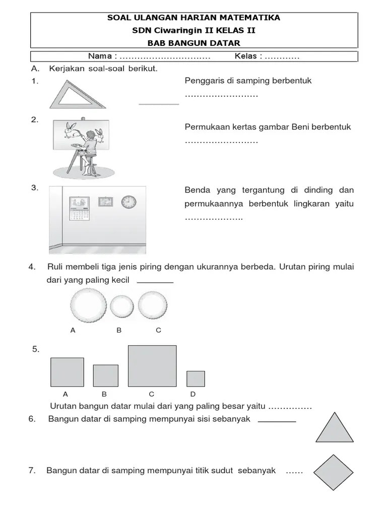 Bangun ruang, lambang bilangan, satuan berat, dan bangun datar. Soal Bangun Datar Kelas 2 Sd Pdf Beinyu Com