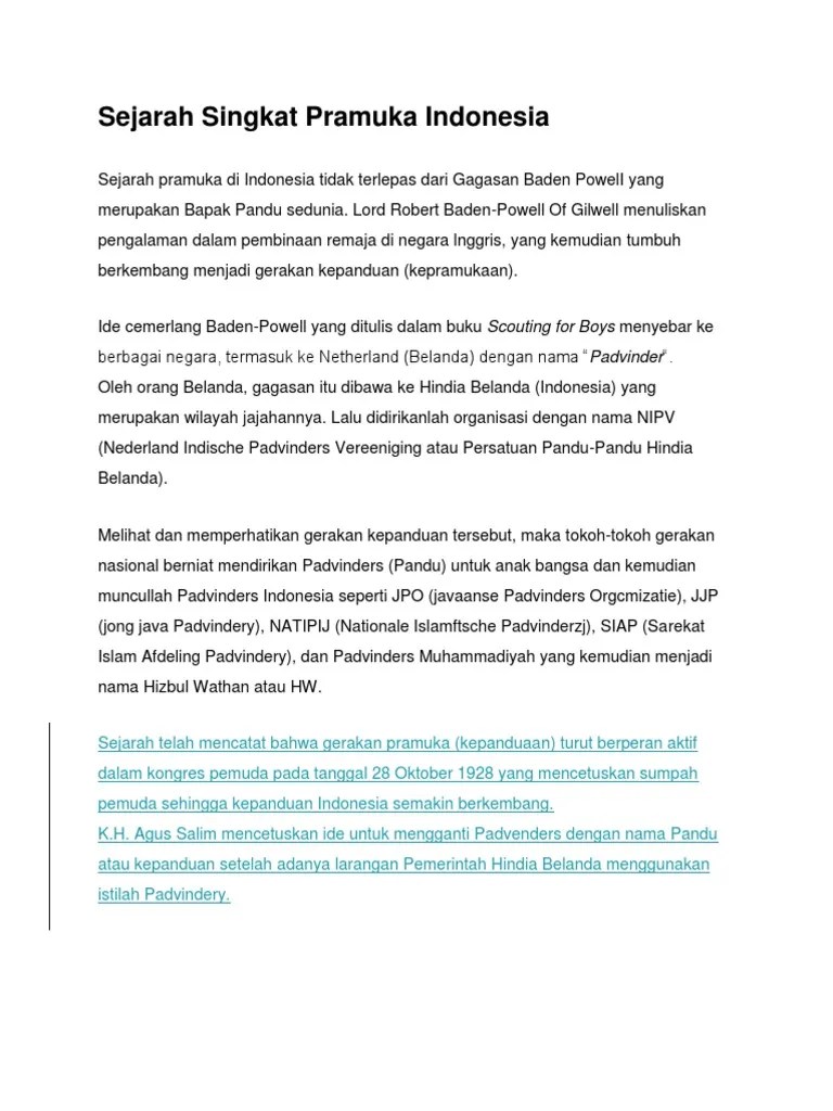 Sejarah gerakan pramuka di indonesia. Sejarah Singkat Pramuka Indonesia Pdf