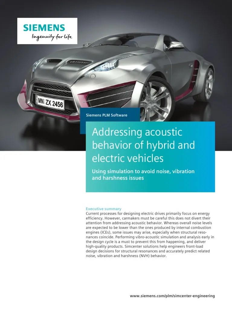 Siemens PLM Using Simulation To Address NVH Issues Of Hybrid And Electric Vehicles - White Paper ...