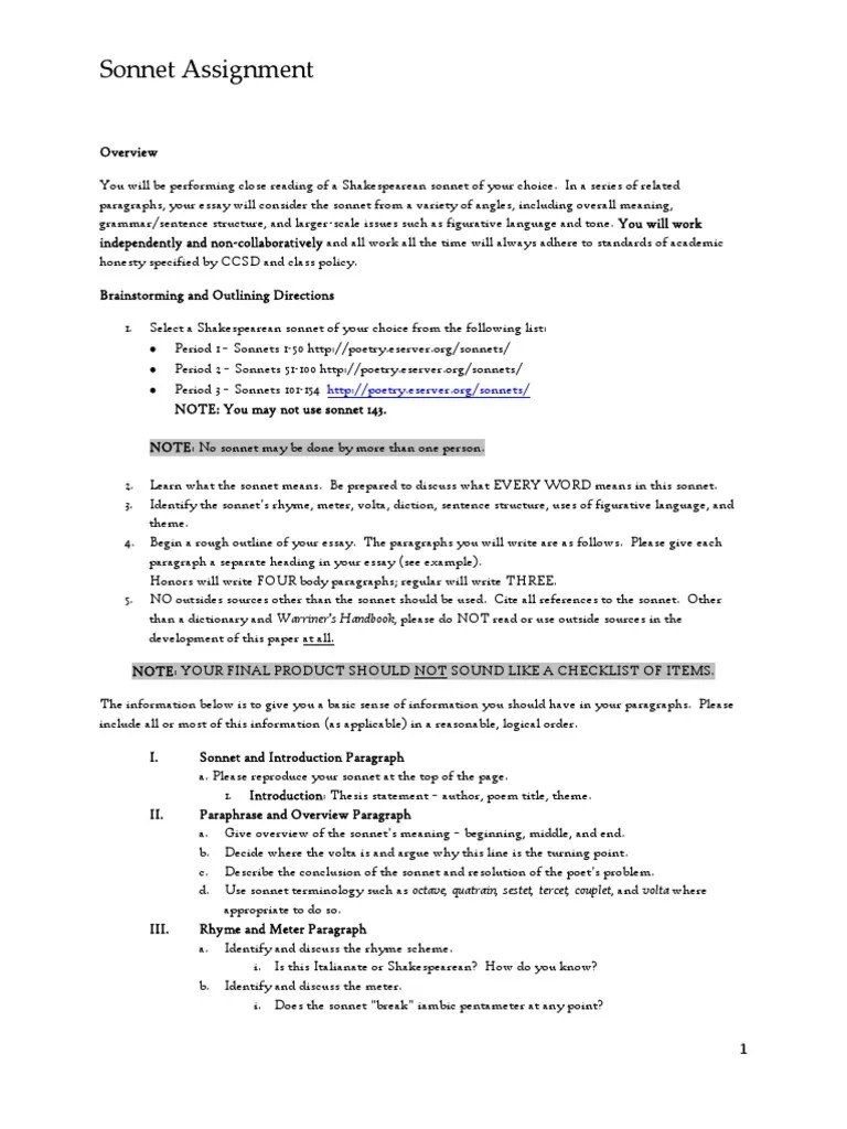 Shakespearean Sonnet Analysis PDF | PDF | Sonnets | Poetry