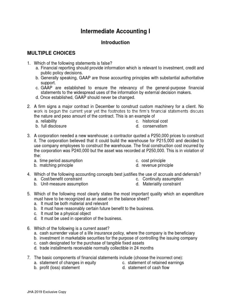 Intermediate Accounting I - Introduction PDF | PDF | Generally Accepted ...