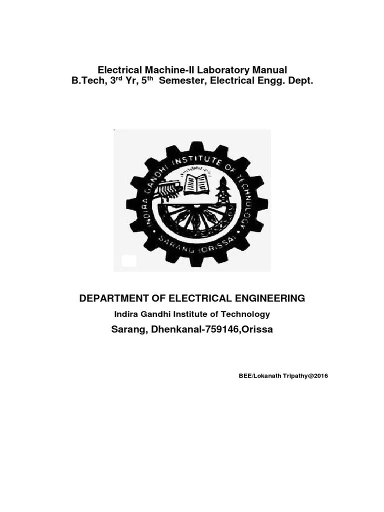 Electrical Machine-II Laboratory Manual B.Tech, 3 Yr, 5 Semester, Electrical Engg. Dept | PDF ...