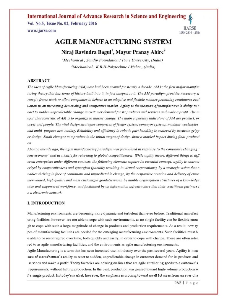 Agile Manufacturing | PDF | Automation | Robot