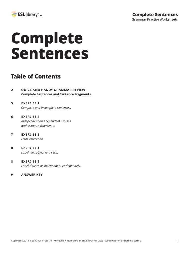 Browse complete and incomplete sentences worksheet resources on teachers pay teachers, a marketplace trusted by millions of teachers . 88 Complete Sentences Us Pdf Sentence Linguistics Subject Grammar