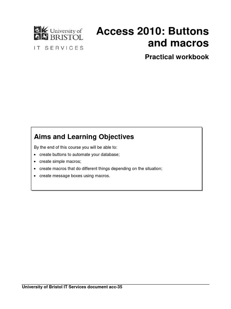 MS Access Button | Download Free PDF | Microsoft Access | Computing