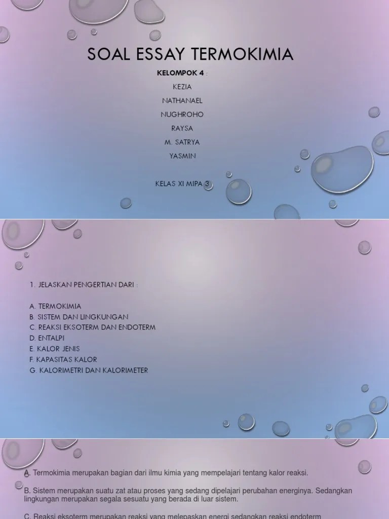 Soal Essay Termokimia | PDF