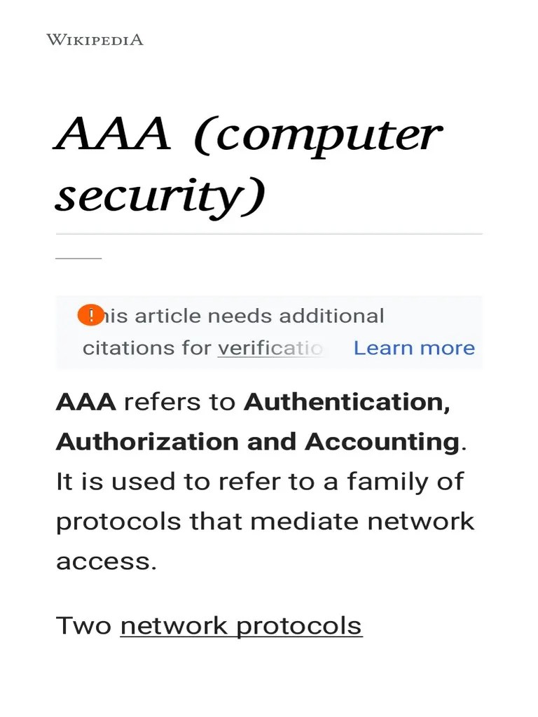 AAA Computer Security | PDF | Radius | Internet Architecture