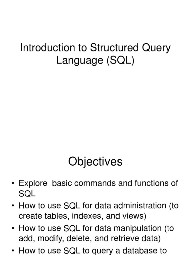 Introduction To Structured Query Language (SQL) | PDF | Relational ...