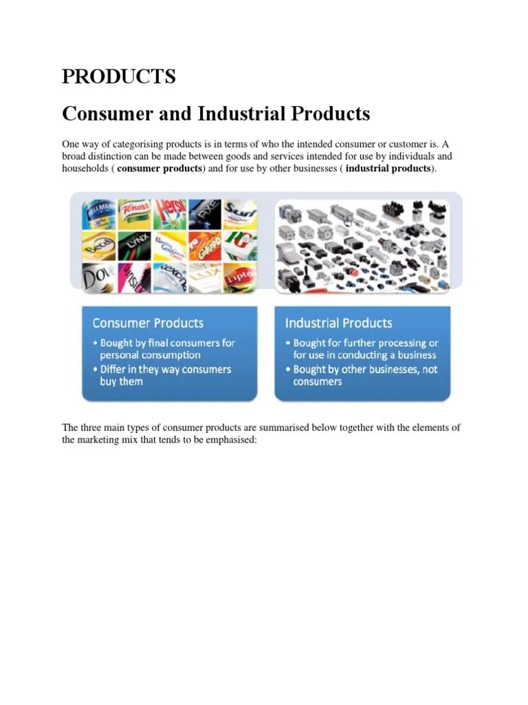 Products Consumer And Industrial Products | PDF