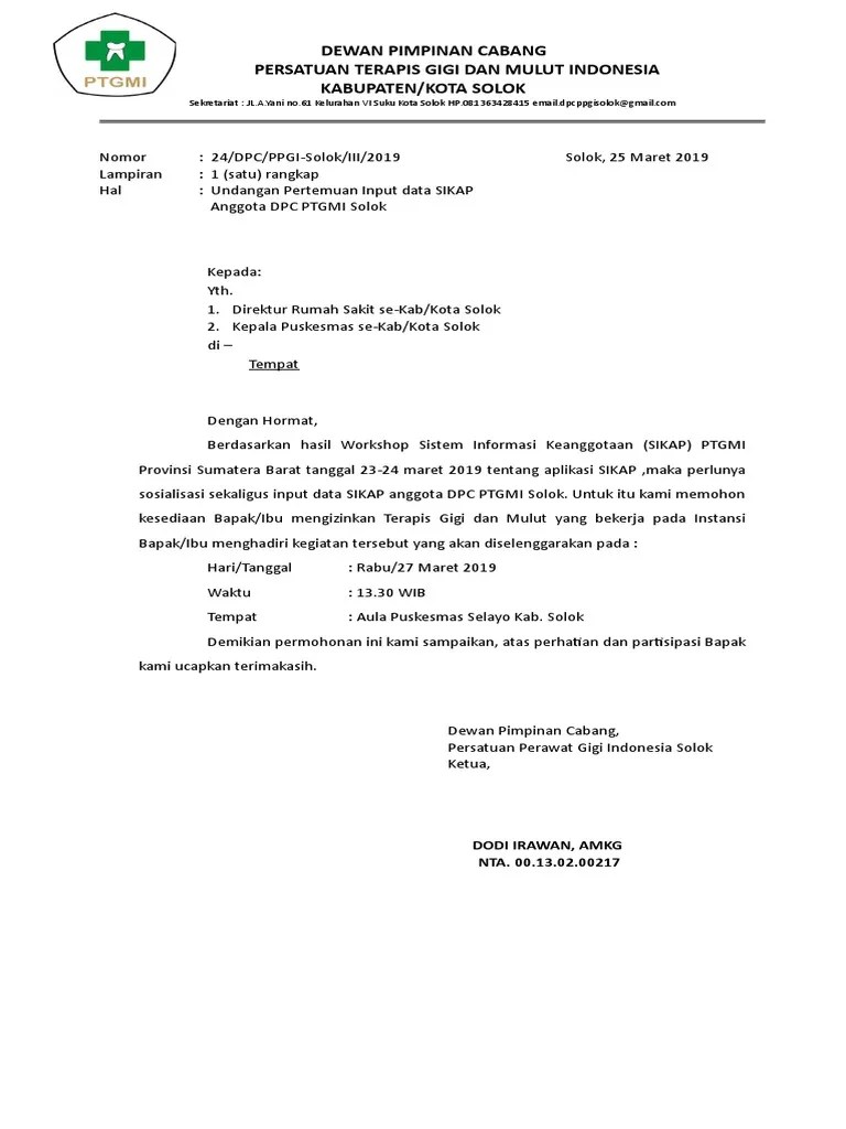 Contoh surat penugasan klinis dan rincian kewenangan klinis dokter. Surat Undangan Pdf
