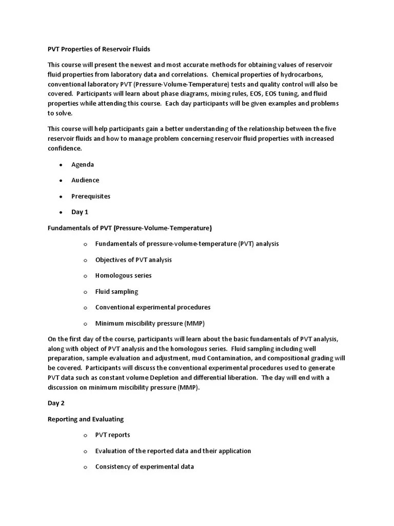 PVT Properties Of Reservoir Fluids | PDF | Continuum Mechanics ...