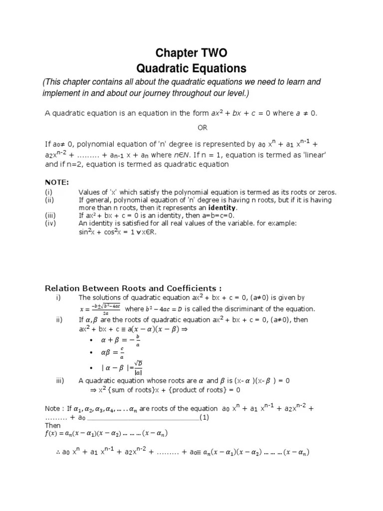 Quadratic Equations | PDF | Quadratic Equation | Zero Of A Function