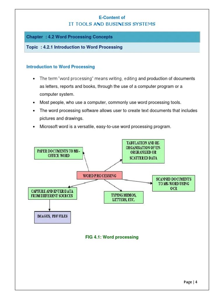 Chapter: 4.2 Word Processing Concepts Topic: 4.2.1 Introduction To Word ...