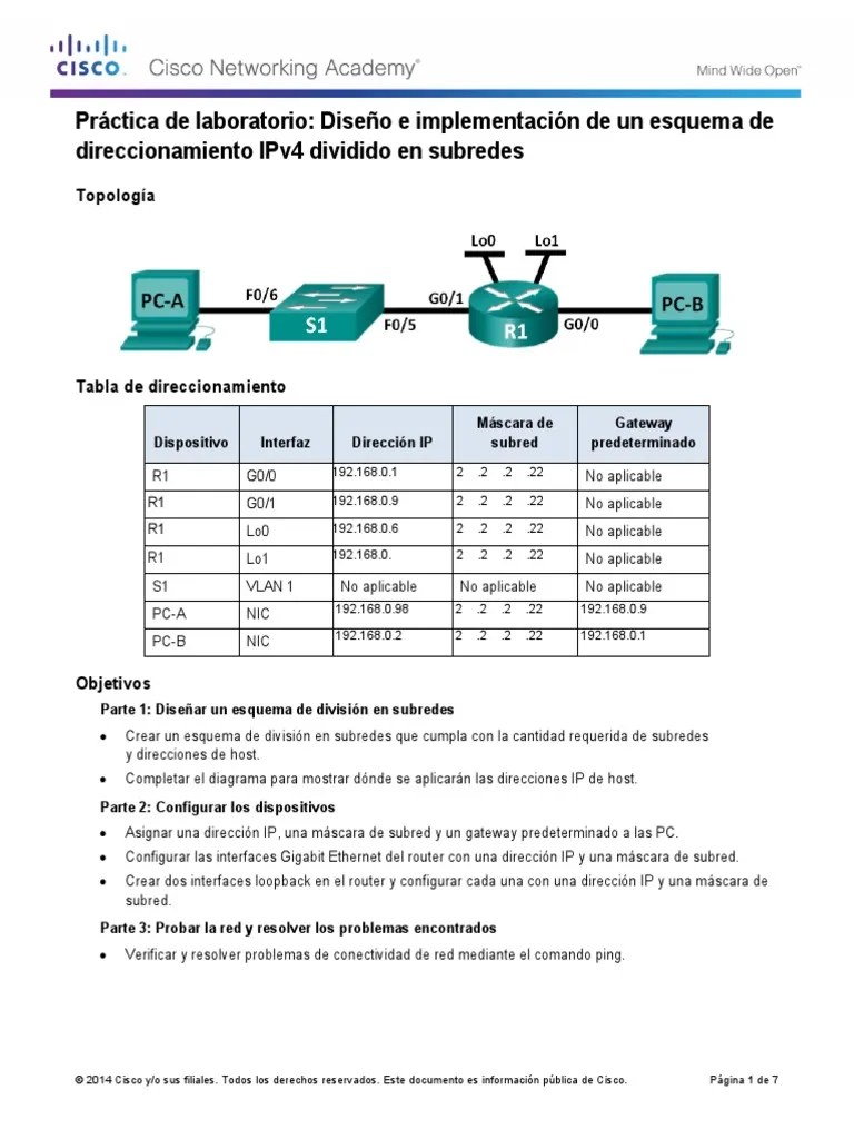 Solucion 9 2 1 3 Lab Designing And Implementing A Subnetted IPv4 ...