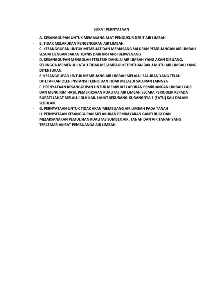 Surat Pernyataan Limbah B3 | PDF