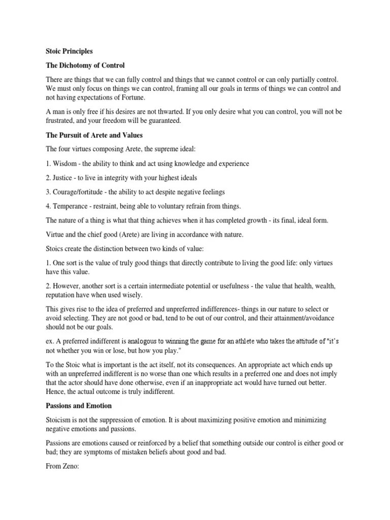 Stoic Principles The Dichotomy Of Control | PDF | Stoicism | Anger