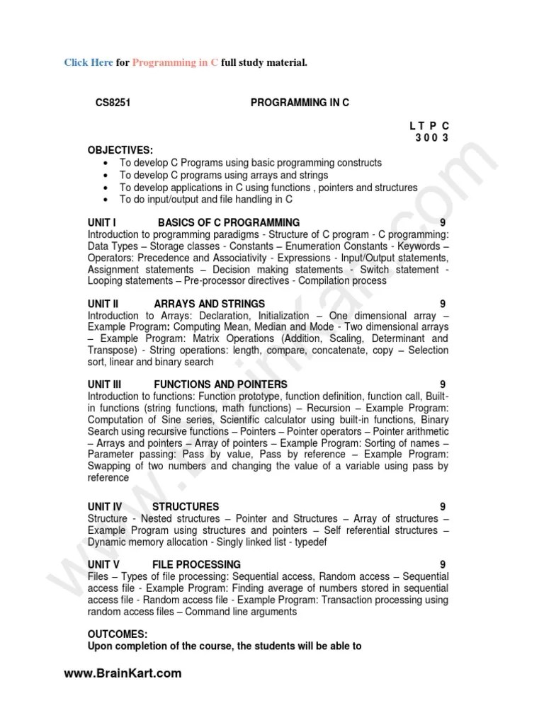 282 - CS8251 Programming In C - Anna University 2017 Regulation ...