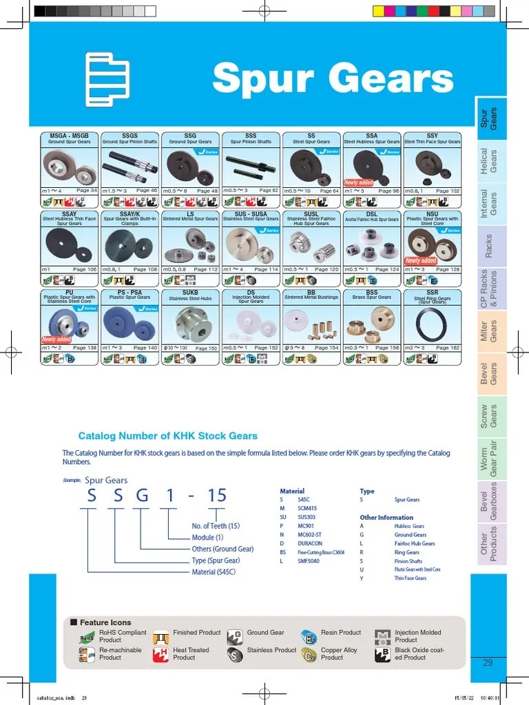 Spur Gears: Catalog Number Of KHK Stock Gears | PDF | Gear | Manufactured Goods