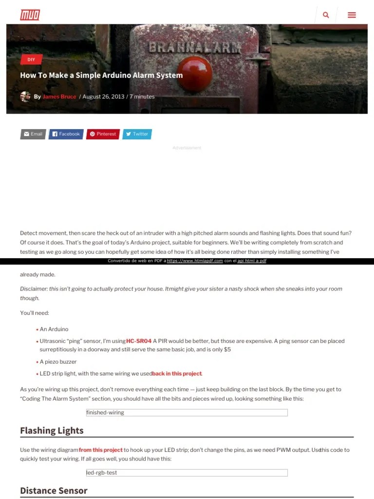 How To Make A Simple Arduino Alarm System | Download Free PDF | Arduino ...
