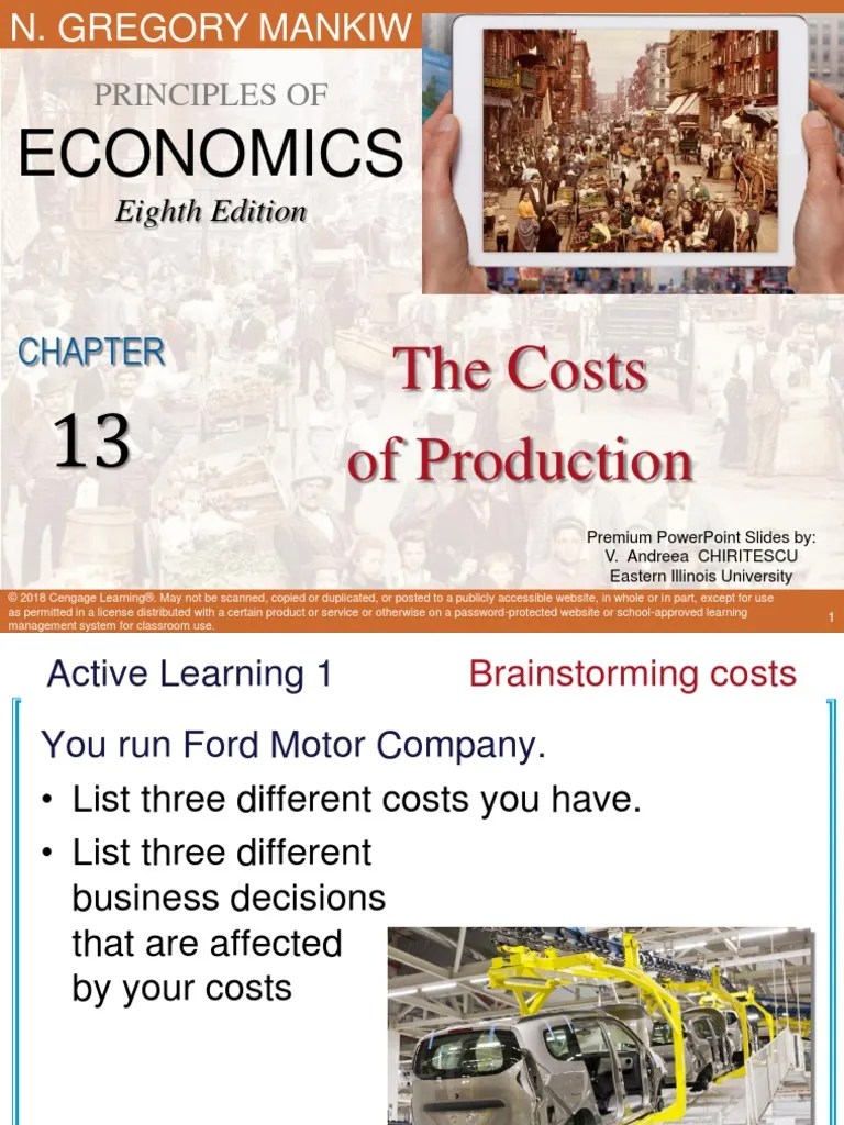 Chapter 13 The Costs Of Production Gregory Mankiw Exercises 6 10 THE COSTS OF PRODUCTION Solutions to Questions for Review.