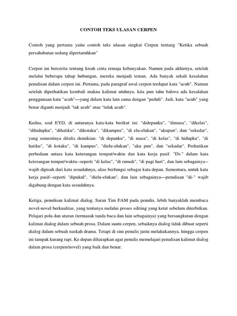 Kaidah kebahasaan, jenis, pengertian, tujuan,. 36 Contoh Teks Ulasan Cerpen Beserta Strukturnya Brainly Information Cerita