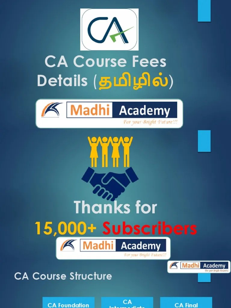 CA Course Fees Details In Tamil | PDF | Educational Stages | Learning