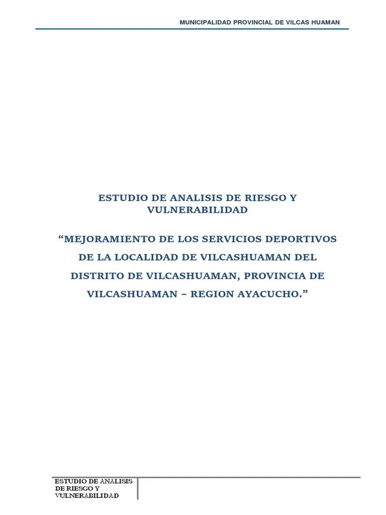 Estudio De Analisis De Riesgo Y Vulnerabilidad | PDF | Riesgo | Probabilidad