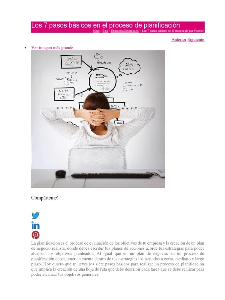 Los 7 Pasos Básicos En El Proceso De Planificación | PDF ...