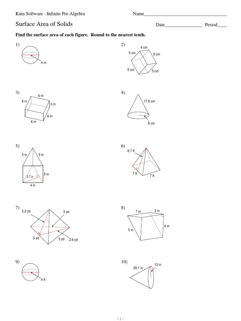 surface area of solids worksheet answers kuta software kidsworksheetfun