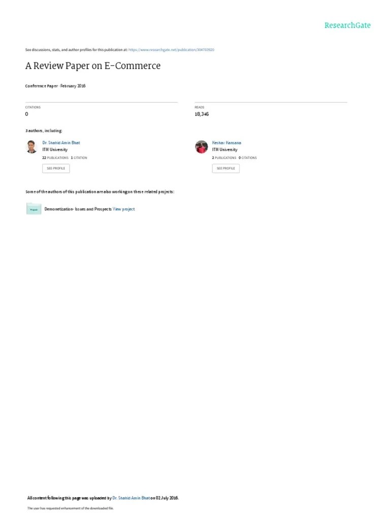 A Review On E-Commerce | PDF | E Commerce | Analytics