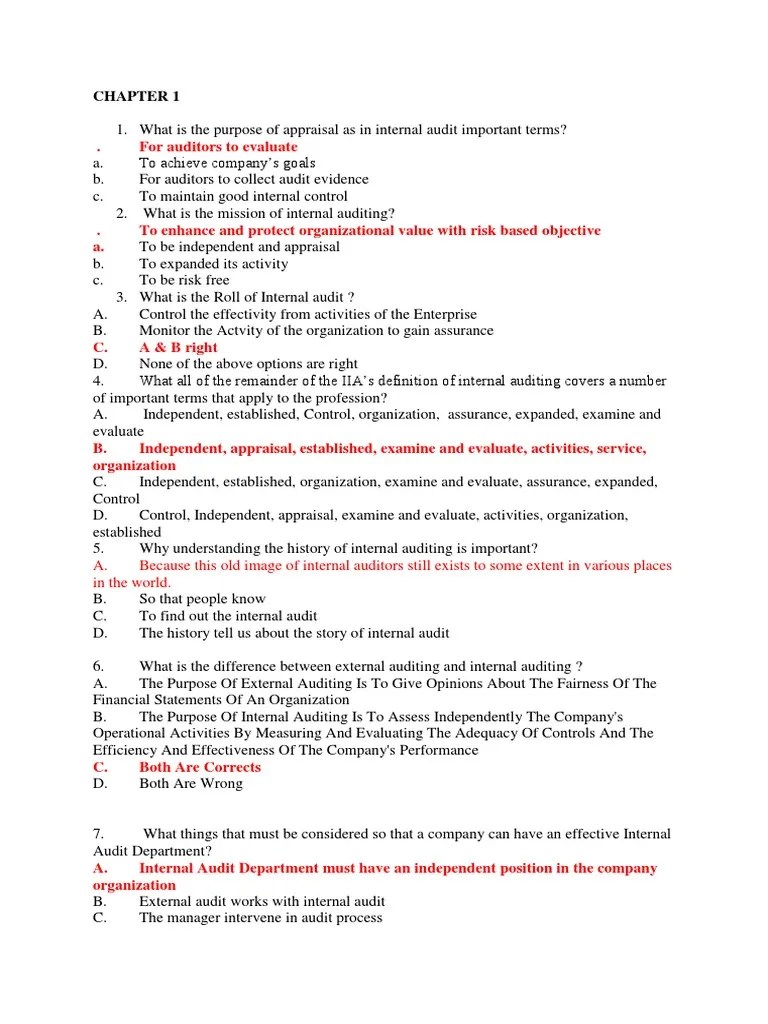 Soal Soal Latihan Internal Audit | PDF | Internal Audit | Internal Control