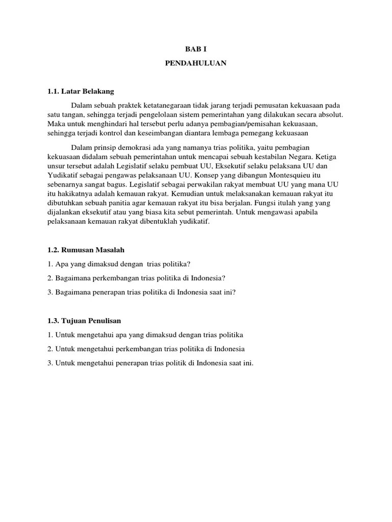 Trias Politika Dalam Pemerintahan Indonesia | PDF