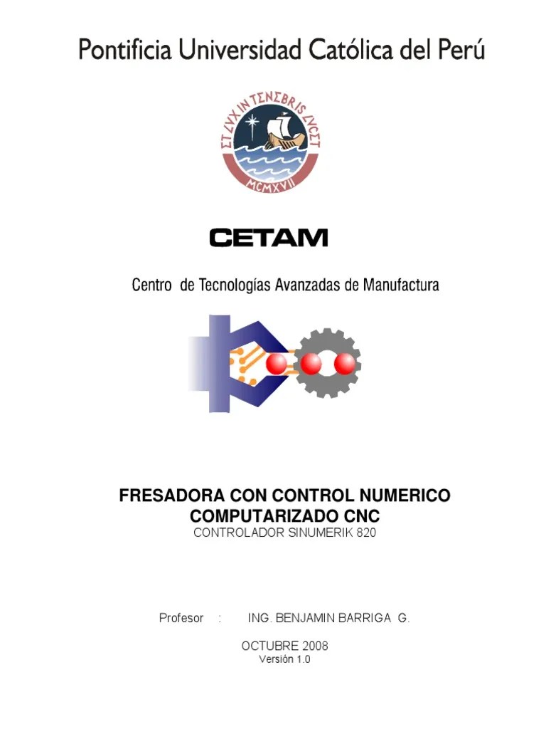 Manual Fresadora CNC Sinumerik | PDF | Control Numerico | Herramientas